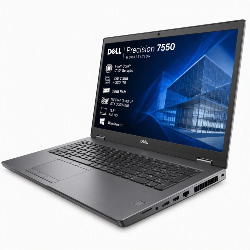 Notebook Dell Precision 7550 i7 10&ordf; G SSD 512GB + 1TB 32GB RAM Quadro RTX 3000 6GB 15,5" Win 11 image number 1